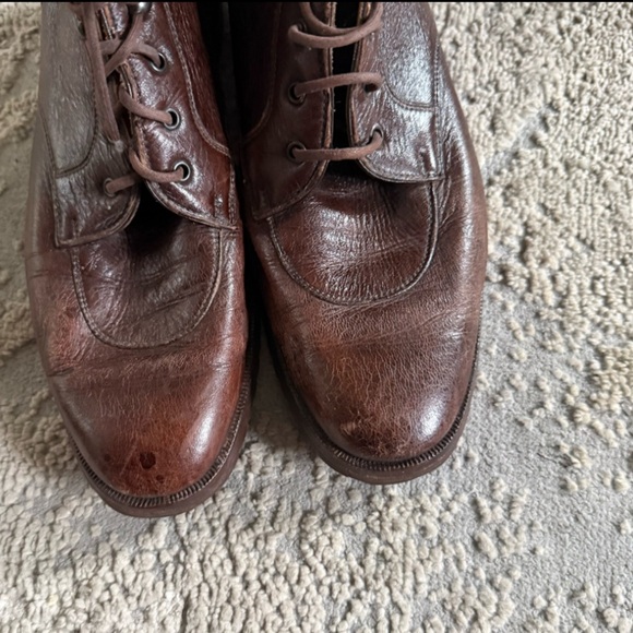 NEIMAN MARCUS brown lace up ankle boots leather made in Italy 9.5 main image 5